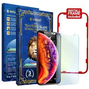 Kinglas 3 PCS Anti-Blue Light Tempered Glass Screen Protector for Apple iPhone XR